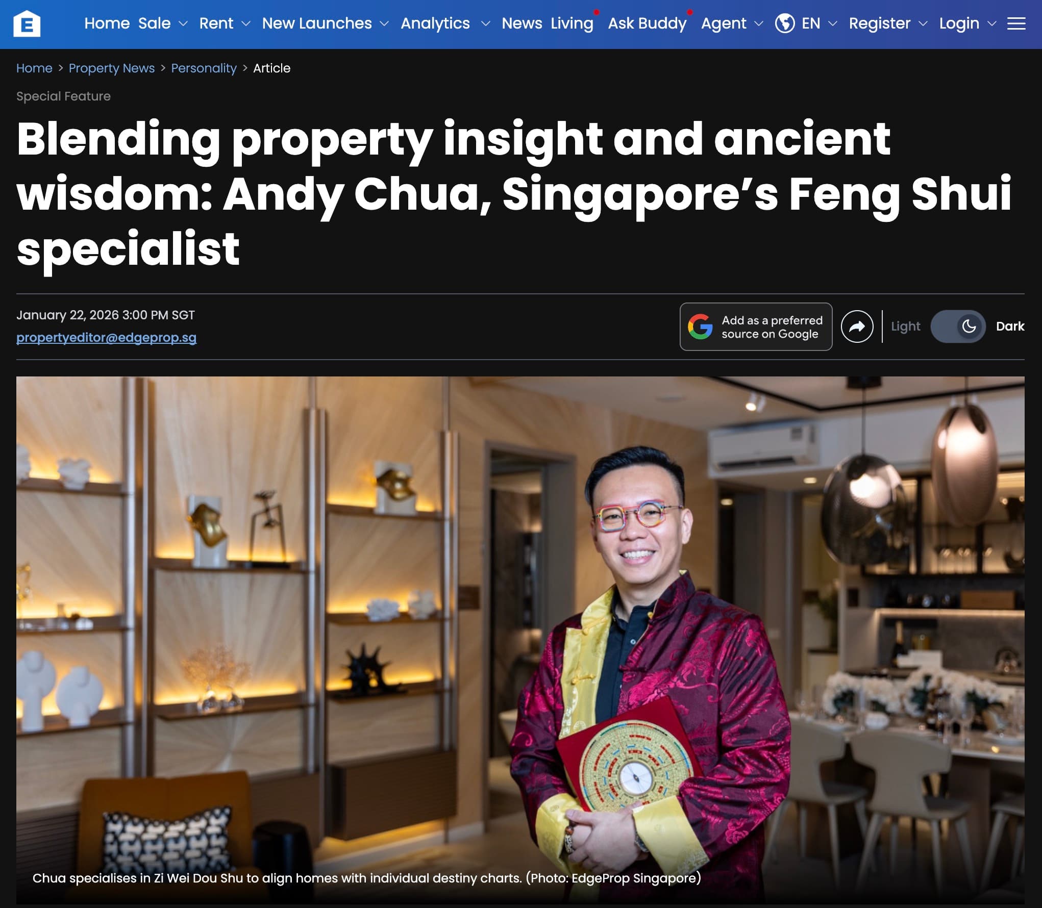 Property insight meets ancient wisdom: Andy Chua's holistic approach to real estate